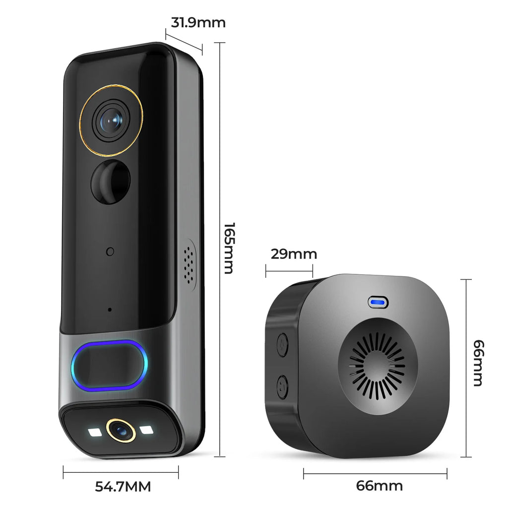 4MP Dual Lens WIFI Doorbell Intercom Video Door Phone Visual Doorbell Peephole Viewer Door Camera With Indoor Chime
