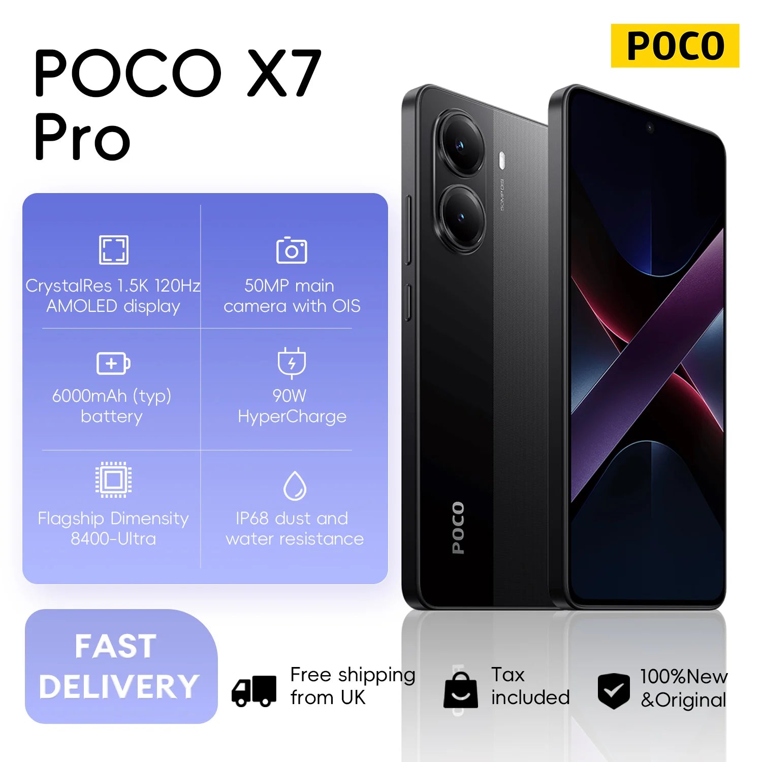 POCO X7 Pro 5G  8+256GB Global Version 6.67" 120Hz 1.5K Display Powered by Flagship Dimensity 8400-Ultra 90W 6000mAh Battery NFC