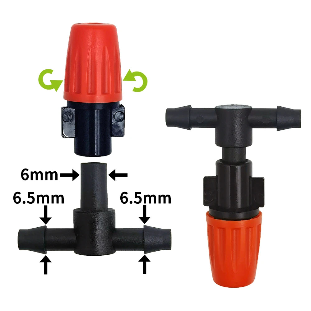 20PCS 1/4 Inches Nozzle Dripper Watering Sprayer Misting Atomizing Sprinkler Garden Drip Irrigation System w/ Hose Tee Connector