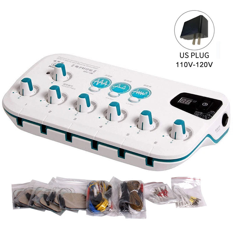 Electro Acupuncture Stimulator – 6 Channel Portable Wellness Tool Relaxation Treatment US Plug Tidesmit