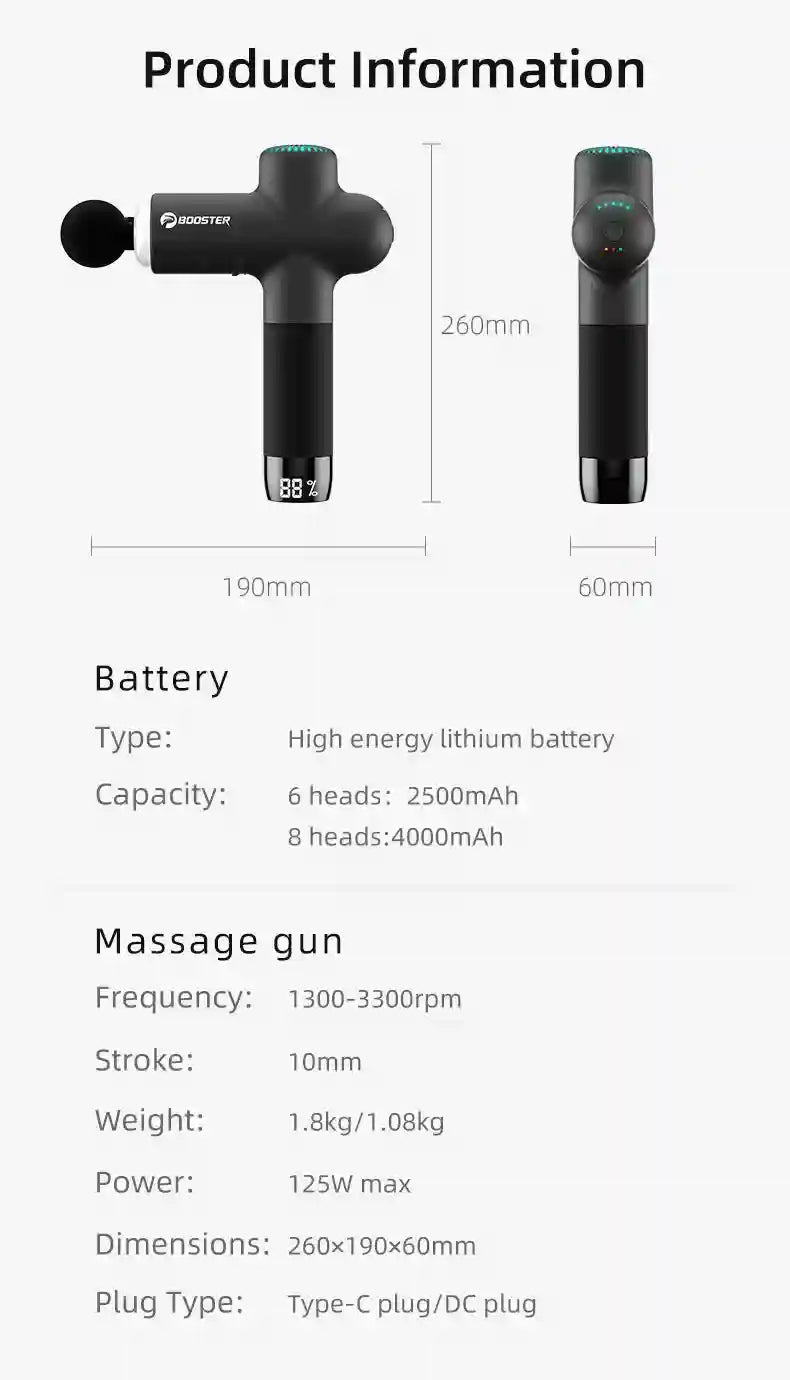 Percussive Therapy Massage Gun | Portable Deep Tissue Device 4000mAh Fascia Gun Tidesmit