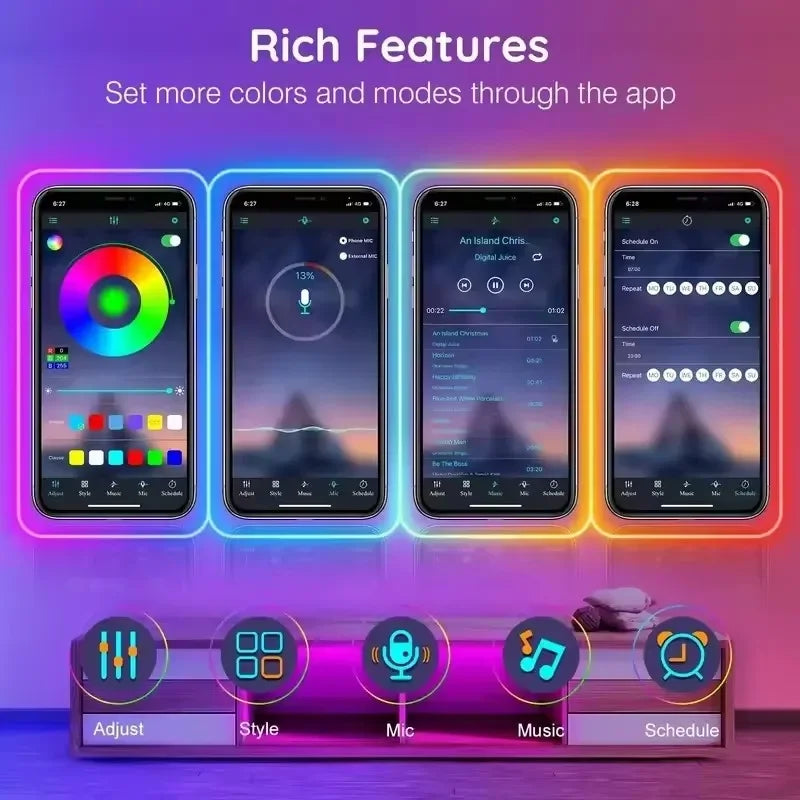 DC24V RGB LED Neon Rope Lights App Remote Control Waterproof Neon Light Strip Flexible Led Strip Lights for Indoor Outdoor Decor