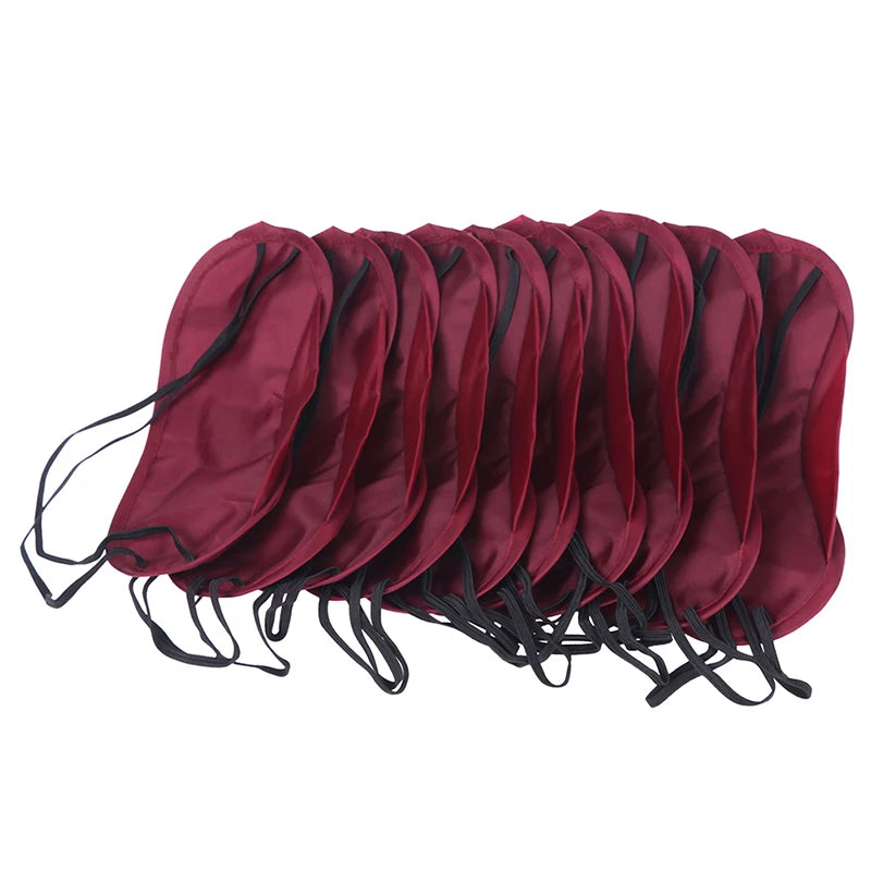 10Pcs Eye Cover Imitated Silk Sleep Eye Mask Sleeping Padded Eye Masks Shade Patch Women Men Blindfold Travel Sleepmasker