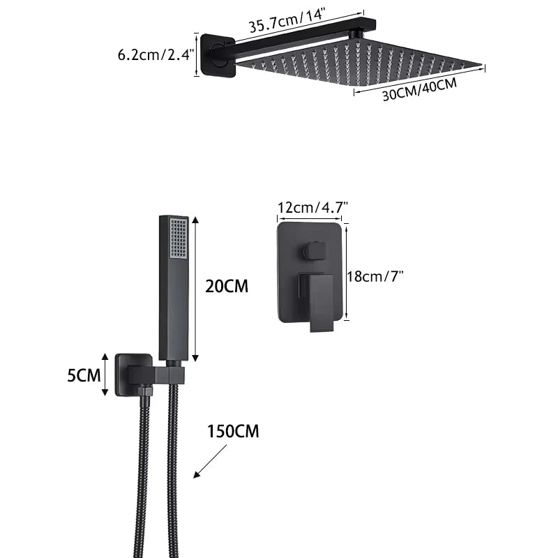 Bathroom Showe Faucet Rainfall Shower Head Wall Mounted Shower Mixer Tap Shower Set