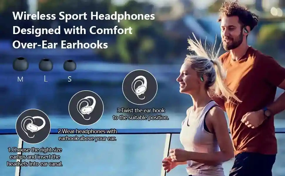 Wireless Sport Earbuds with Active Noise Cancellation - 75H Battery Black Tidesmit