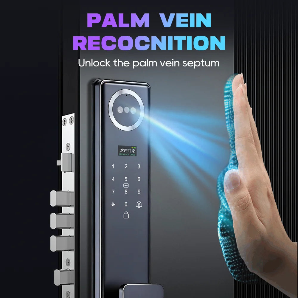 Tuya APP 3D Face Recognition Unlock Digital Door Lock With Camera FIngerprint Password Unlock Keyless Electronic Door Lock