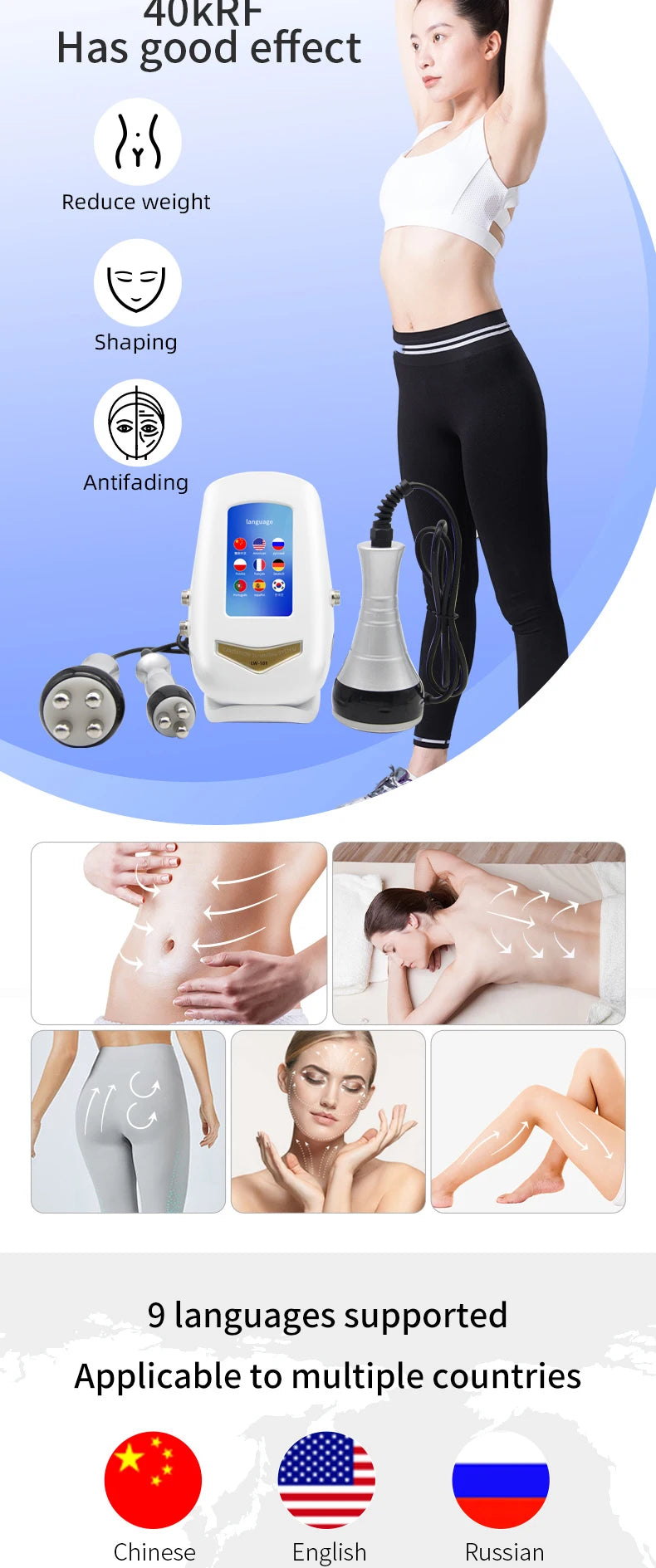 40K Ultrasonic Cavitation Body Slimming Machine - EU Certified Device Body Shaping Massage Equipment Tidesmit