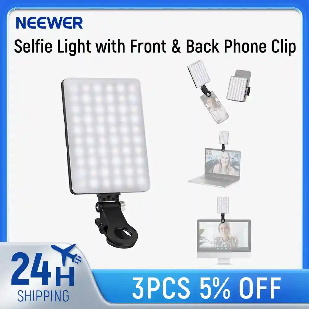 Selfie Light With Clip - 60 LED Rechargeable Ring Light for Mobile Content Tidesmit