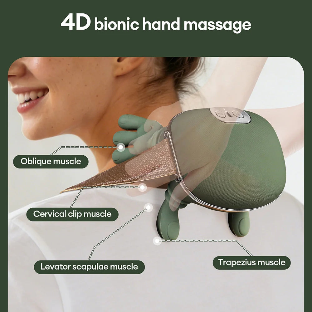 4D Neck and Shoulder Massager: Bionic Kneading Wireless Electric Massager Body Shaping Massage Equipment Tidesmit