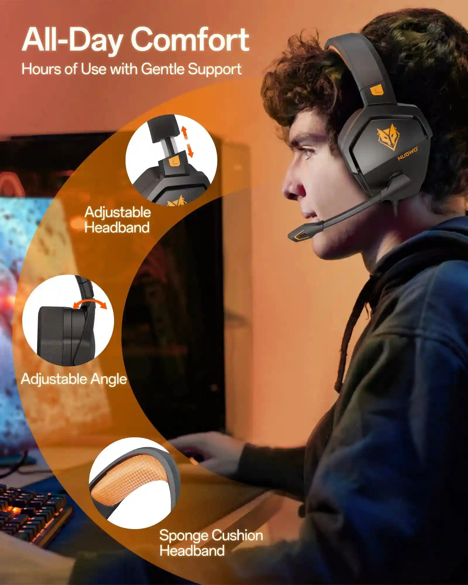 Pro Gaming Headset with Mic - Over-Ear Wired Audio for Xbox PS5 PC Tidesmit