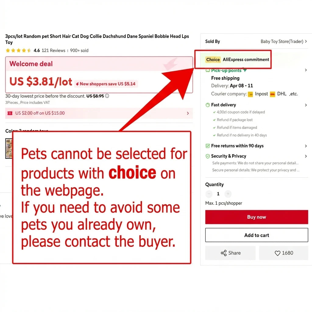 Rare yellow shorthair cat LPS bobblehead collectible toy for kids, random selection ordering guide for pet lovers.