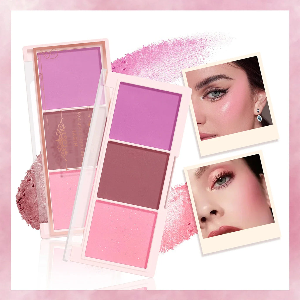 Tidesmit 3-Color Cheek Red Plate displaying nude matte milk tea orange eyeshadow and face makeup shade swatch