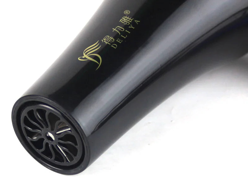 Black Deliya professional hair dryer with nozzle attachment for salon and household styling.