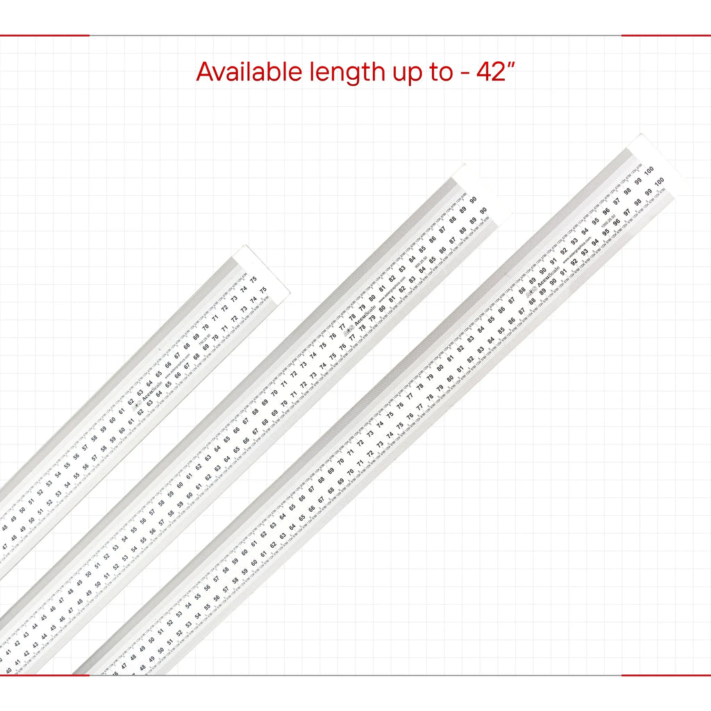 Flexible acrylic diameter measuring scale strip with fine printed measurement markings