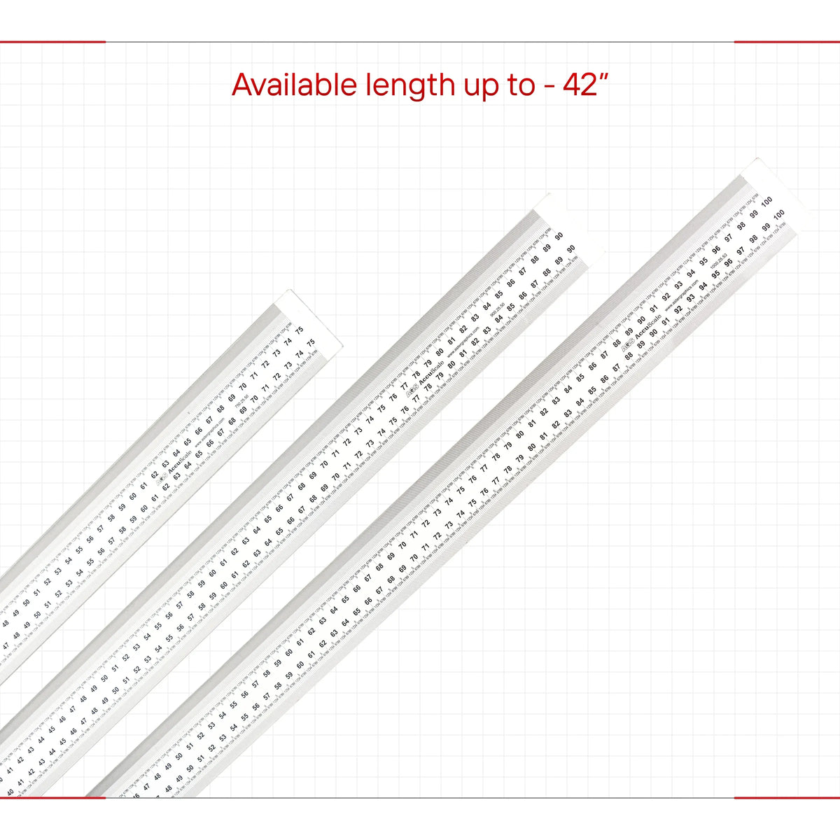 Flexible acrylic measuring strip with evenly spaced printed numbers and scale lines