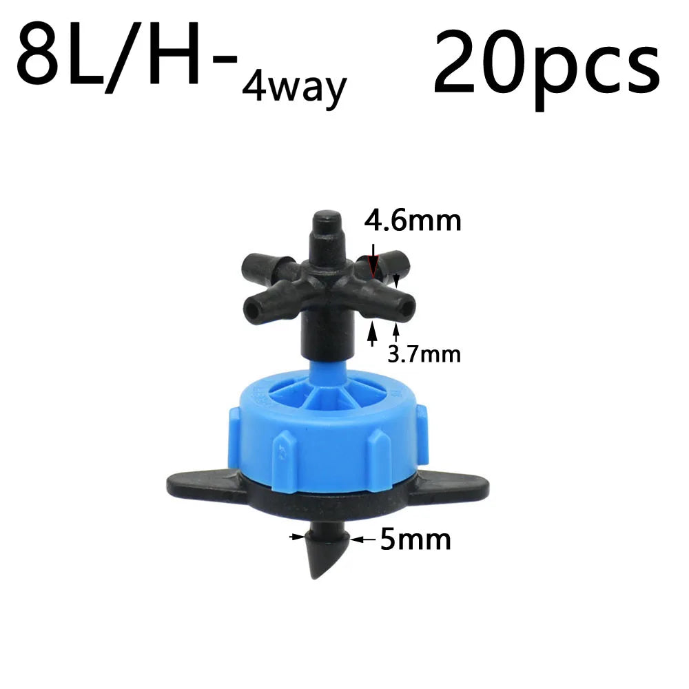 Garden Drip Irrigation Dropper 1/8" 2/4-Way Water Pipe Connector 4/7mm To 3/5mm Hose Bend Arrow Emitter Watering Dripper