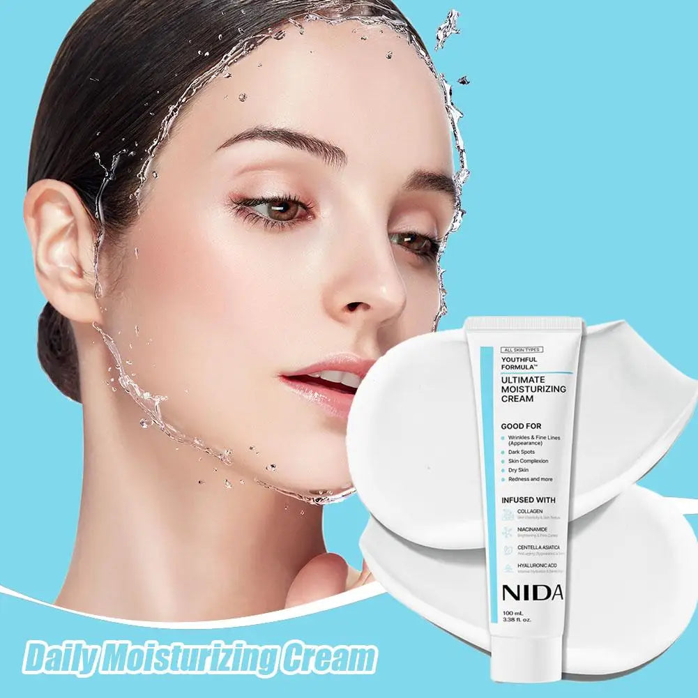 NIDA 100mL Face Moisturizer With Collagen Niacinamide For Brightening Skin Appearance Daily Nourishing Cream For All Skin 1PCS