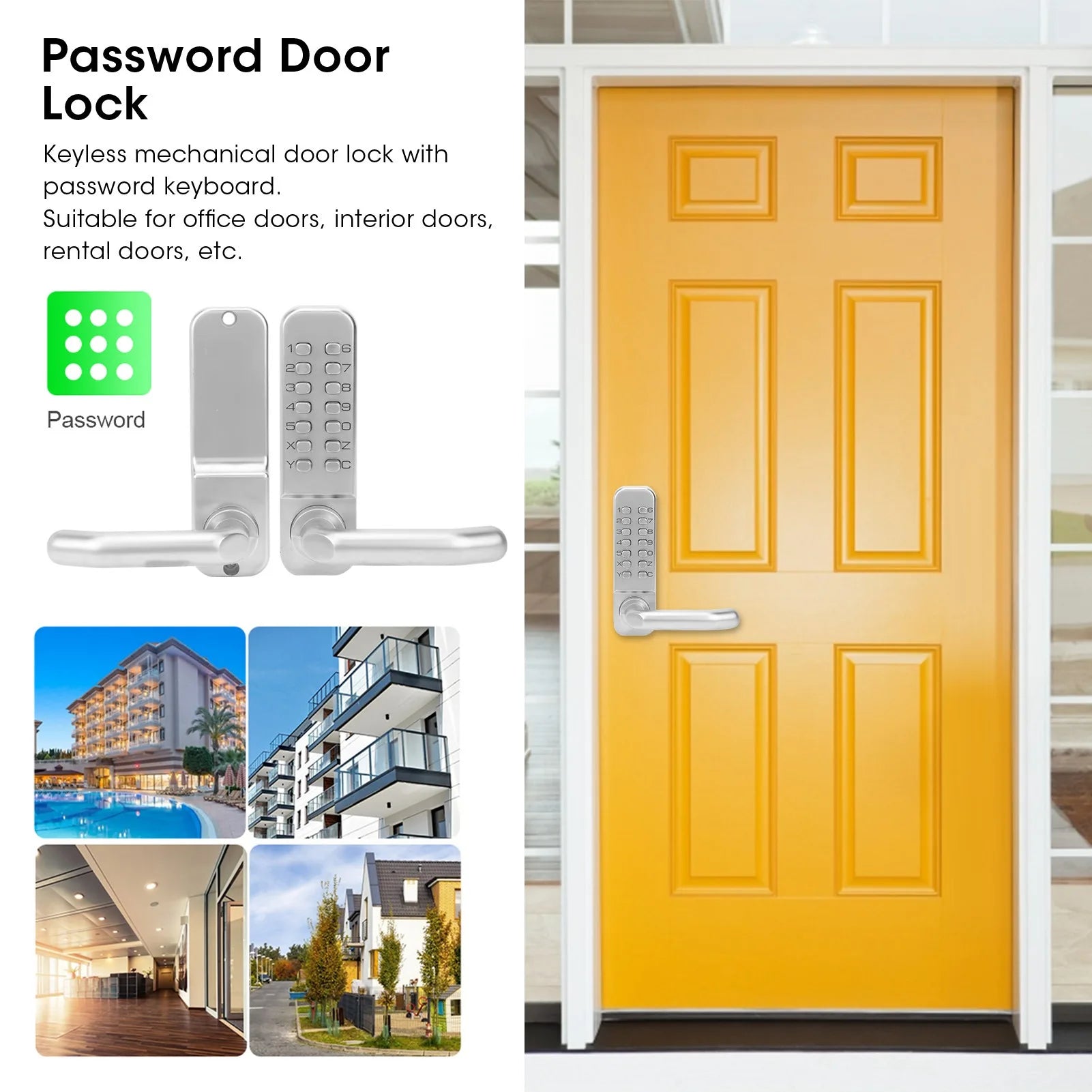 Smart Mechanical Digital Password Entry Non‑Power High Security Anti-Theft Safety Door Lock Durable for Home Office Access