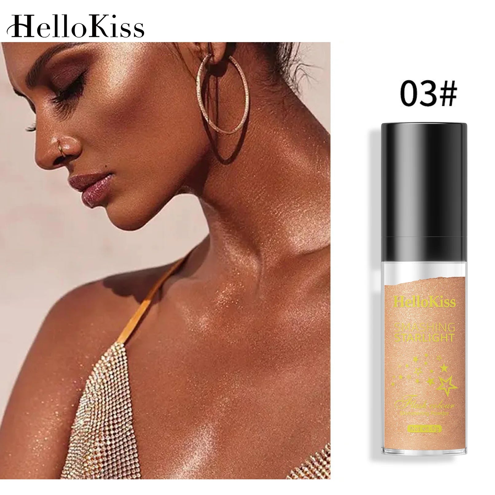 Tidesmit Ethereal Shimmer Highlighter powder texture close-up for radiant face and body illuminating glow