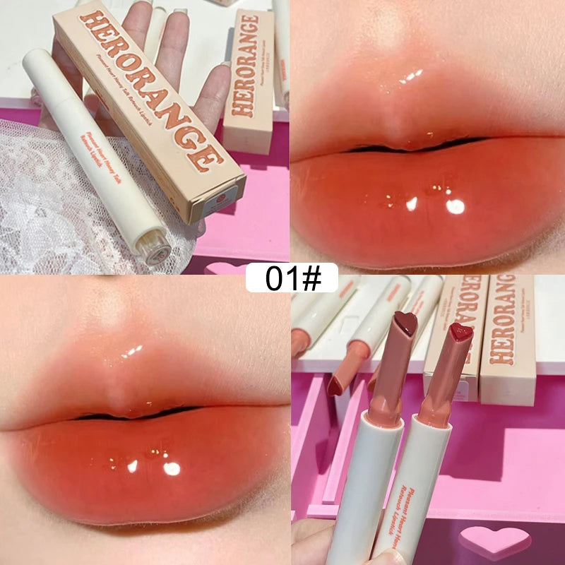 Herorange heart-shaped moisturizing jelly lip gloss pen for a glossy, water-light mirror finish and pigmented color.