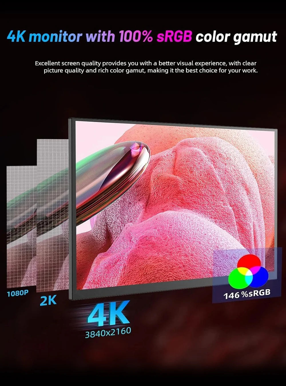 UPERFECT UColor Apex 19 144Hz UHD 4K Portable Monitor QLED Screen For Gaming Travel Laptop Phone Game Console Steam Deck PS5 PC