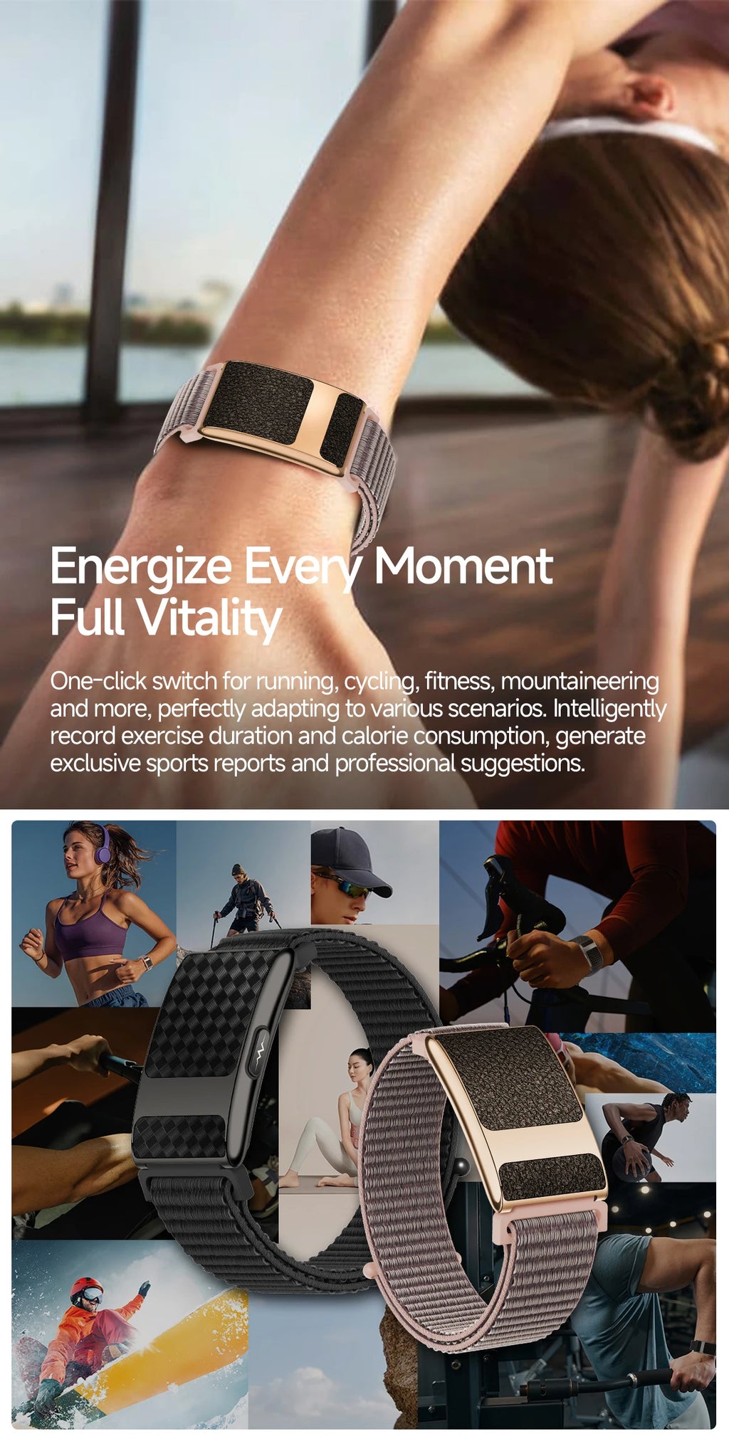 VWAR FLOW ECG Smart Fitness Bracelet Heart Rate Blood Oxygen Sleep Monitor Body Temperature Stress Tracker Women Men Health Band