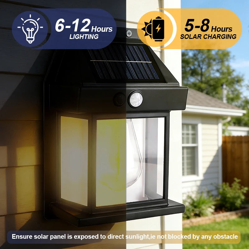 Solar Wall Lights Outdoor Dusk to Dawn Solar Motion Lights Outdoor Waterproof 3 Lighting Modes Wall Mount Light Sconces For Outside Patio Fence Yard Garage 2 Pack LED Street Light