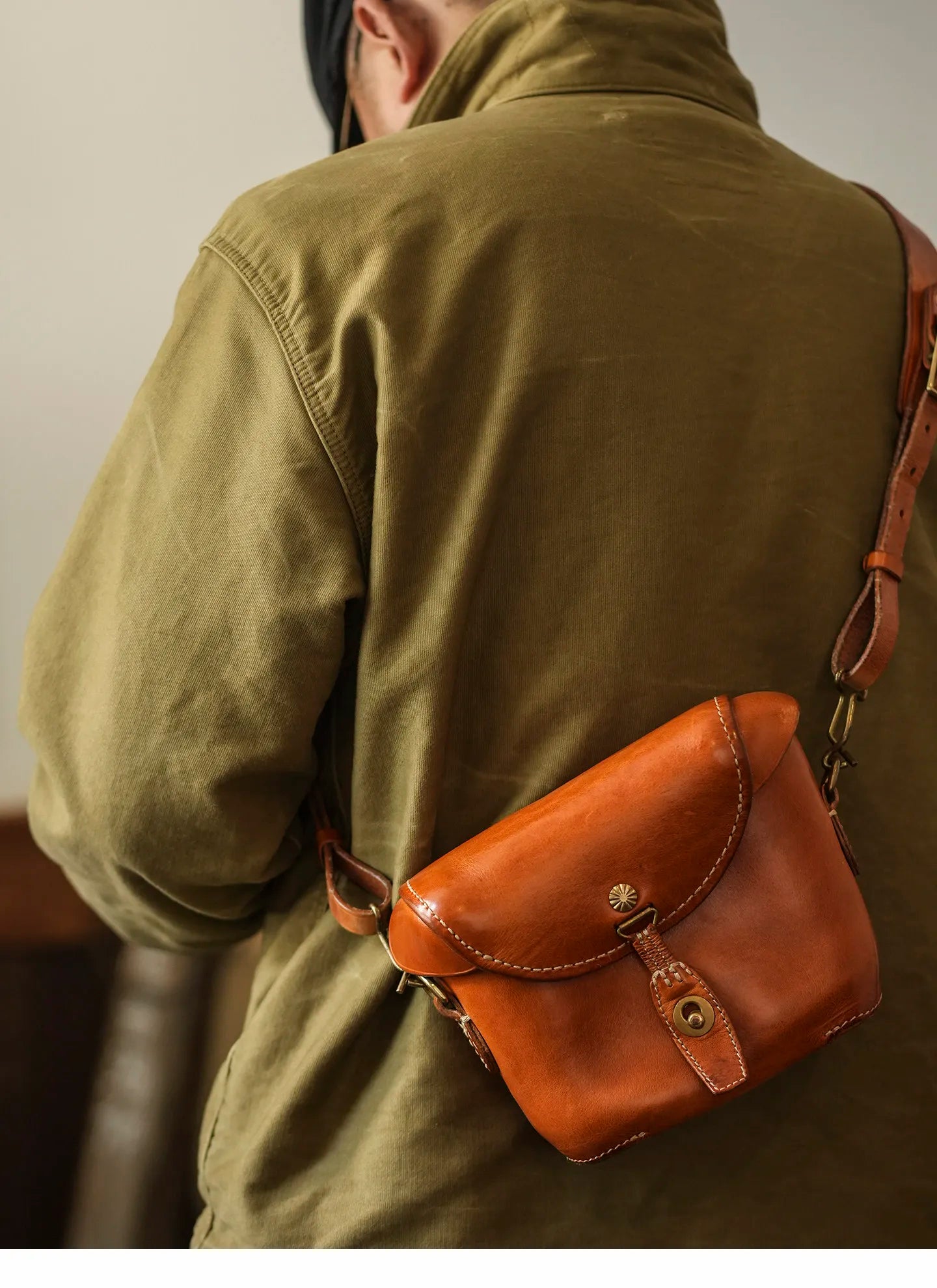 casual high quality genuine leather men's small crossbody bag fashion designer handmade first layer cowhide shoulder bag