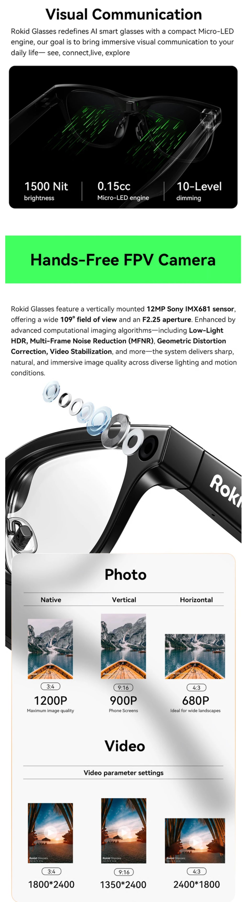 Rokid Smart Glasses: Dual-Eye Augmented Reality & Live Translation - Black Tidesmit