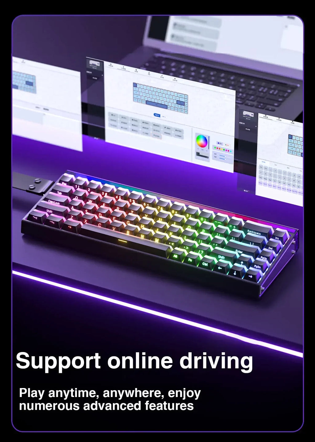 AULA HERO 68 HE E-sports Gaming Magnetic Switch Keyboard 60% Wired RGB Hot Swap 8K Return Rate Custom Mechanical Keyboard