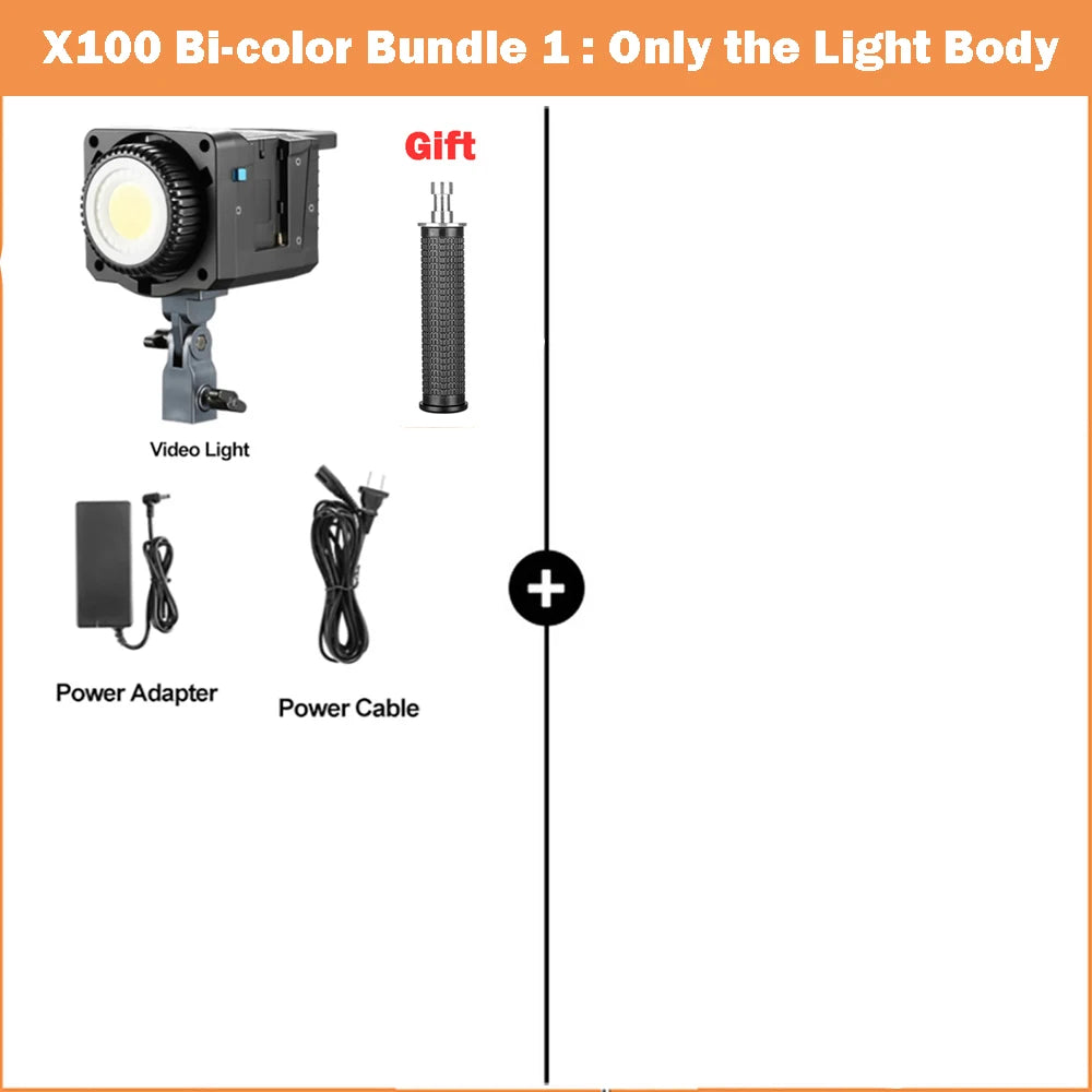 100W Bi-Color LED Video Light with Bowens Mount - Tidesmit Professional X100 Bicolor Kit 1 Tidesmit