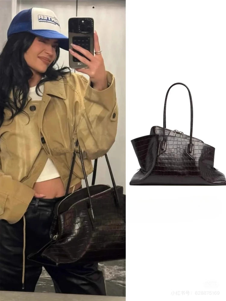 Original Designer Brand Cowhide Single-shoulder Hand-carry Commuter Large-capacity Underarm Tote Bags for Women
