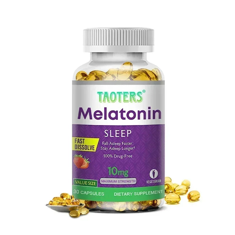 Melatonin capsules 10MG - promotes restful sleep and reduces stress, uninterrupted sleep, antioxidant effect