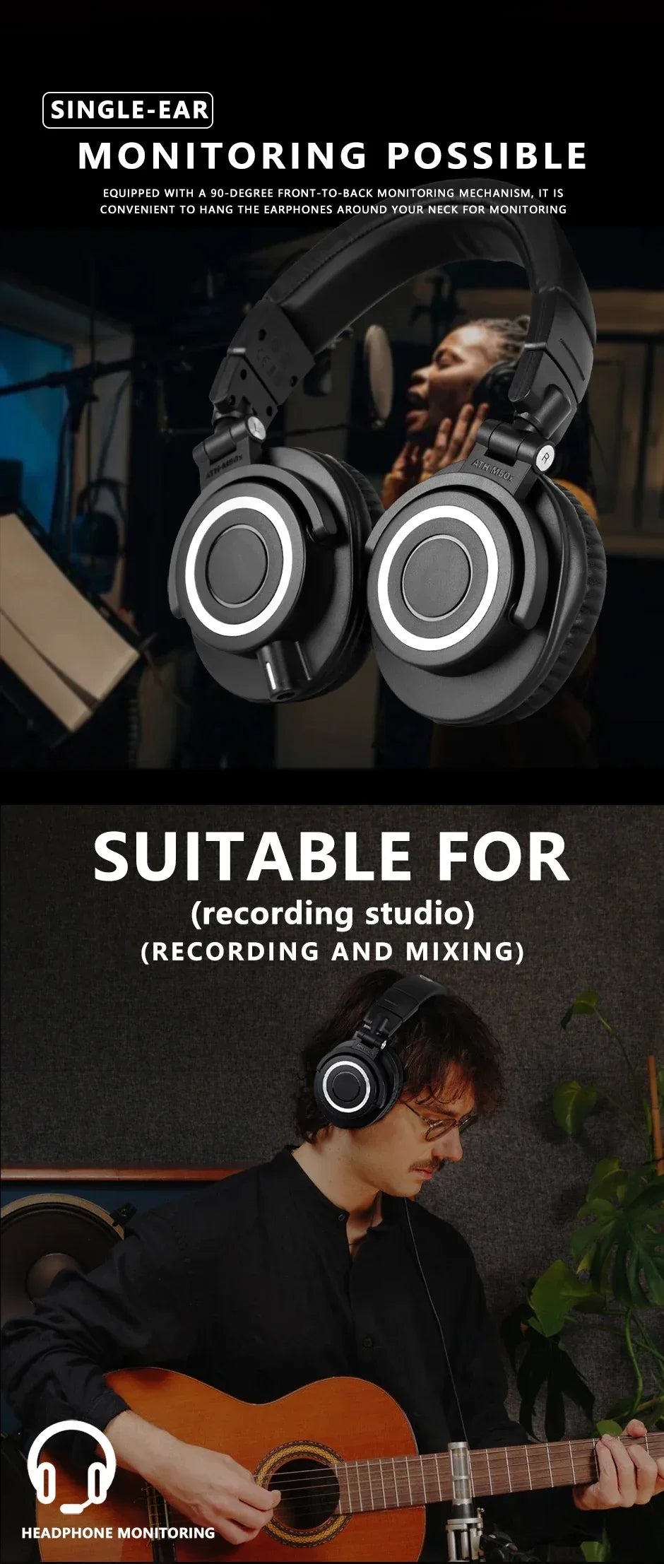 Studio Monitor Headphones with 45mm Drivers by Tidesmit Tidesmit