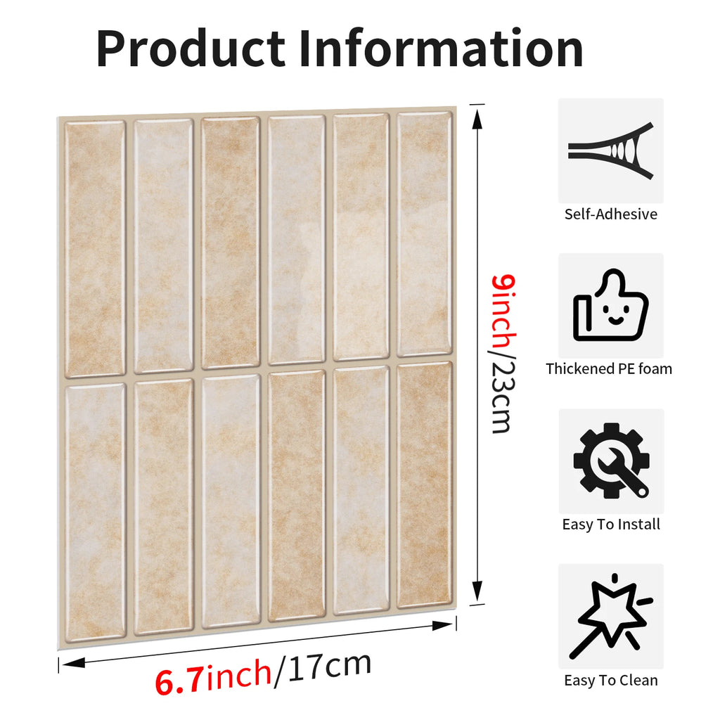 Self-adhesive tile decals, peel-and-stick tile stickers, splash-proof wall decor for kitchens and bathrooms, bedroom decor