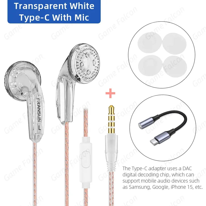 Wired Earbuds with HiFi Stereo Sound and Microphone by Tidesmit White Type C MIC Tidesmit