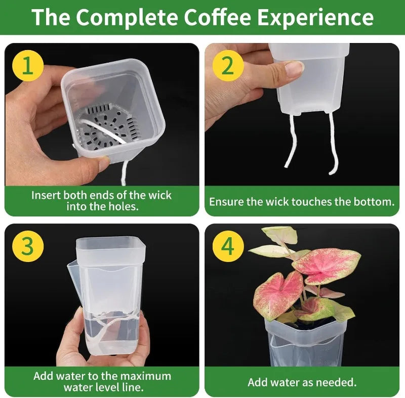 Double Layer Self Watering Planter Drainage Holes Flower Plant Pot Clear Seedling Propagation Container Desktop Garden Supplies