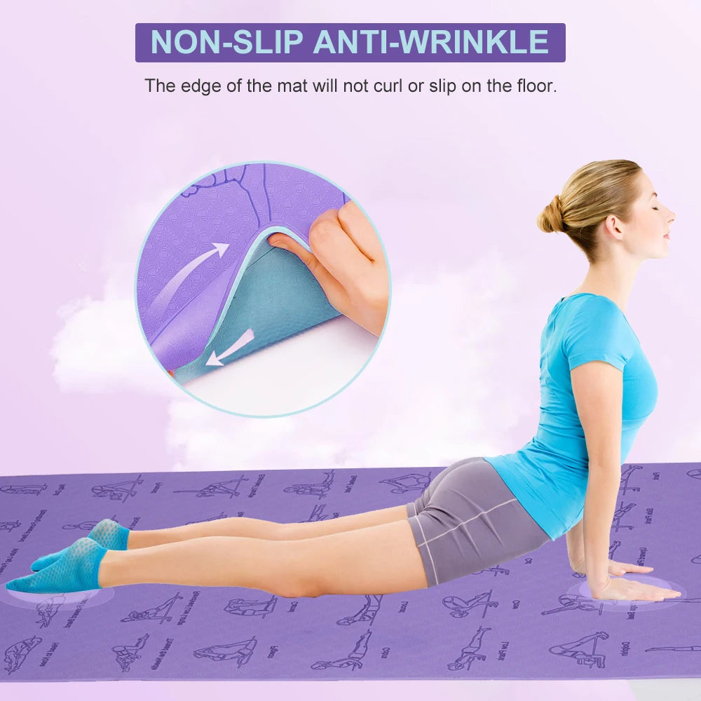 TPE Yoga Mat 183cm*61cm Anti-skid Sports Fitness Mat For Exercise Yoga And Pilates Gymnastics Mat Fitness Equipment