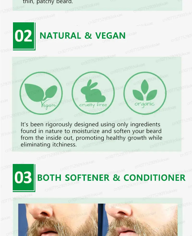 Beard Growth Essence for Thicker Facial Hair - Natural Formula Relaxation Treatment Tidesmit