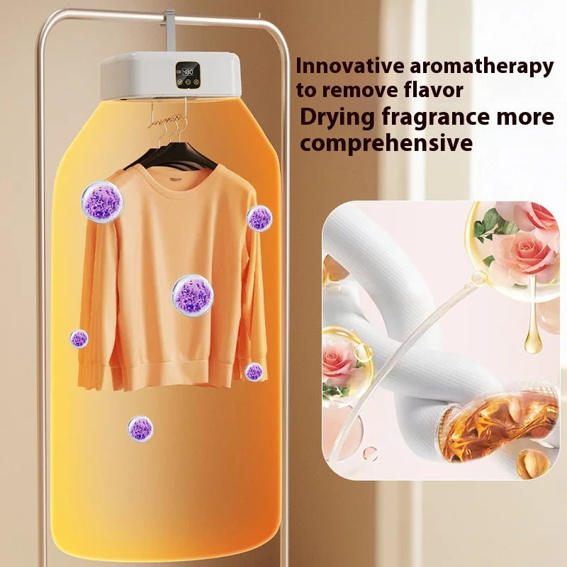 Tidesmit portable foldable electric clothes dryer with drying bag and time setting feature for laundry usage