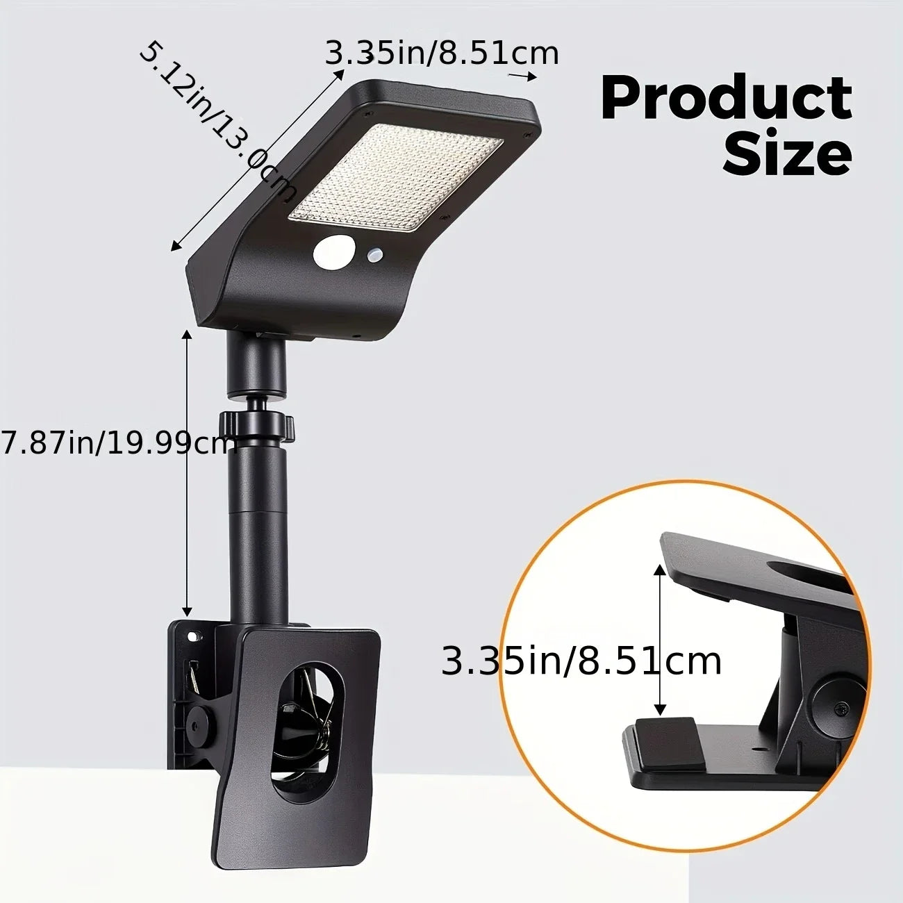 2 Clip-on Solar Wall Lights, Adjustable Waterproof Fence Lights with Motion Sensors; Compact And Portable Outdoor Path Lights Suitable for A Variety Of Scenarios, Including Homes, Garages, Porches, Mailboxes, Camping, Emergen