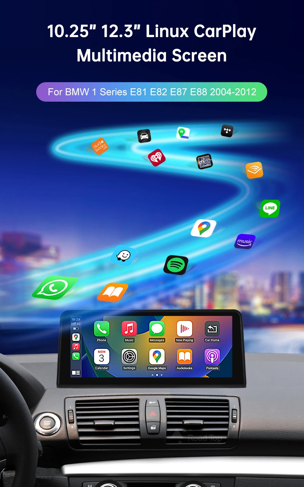 Wireless CarPlay Touch Display for BMW 1 Series E81 E87 CIC/CCC Tidesmit