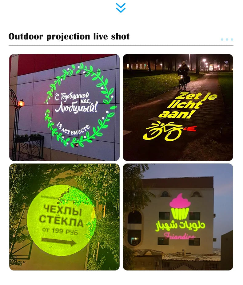 Custom Avatar Gobo Advertising Outdoor Lights IP67 Waterproof Rotating LED Logo Projector for Storefront & Shop Entrance Floor