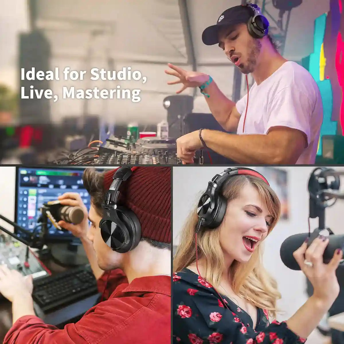 Wired Over-Ear Studio Headphones with Integrated Microphone Tidesmit