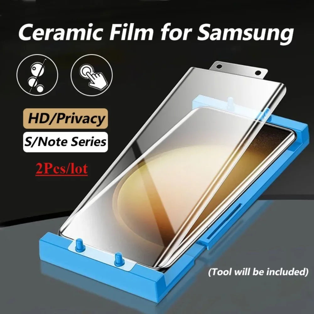 Privacy Screen Protector for Samsung Galaxy - 9H Hardness Ceramic Film 2Pcs HD Clear Tidesmit