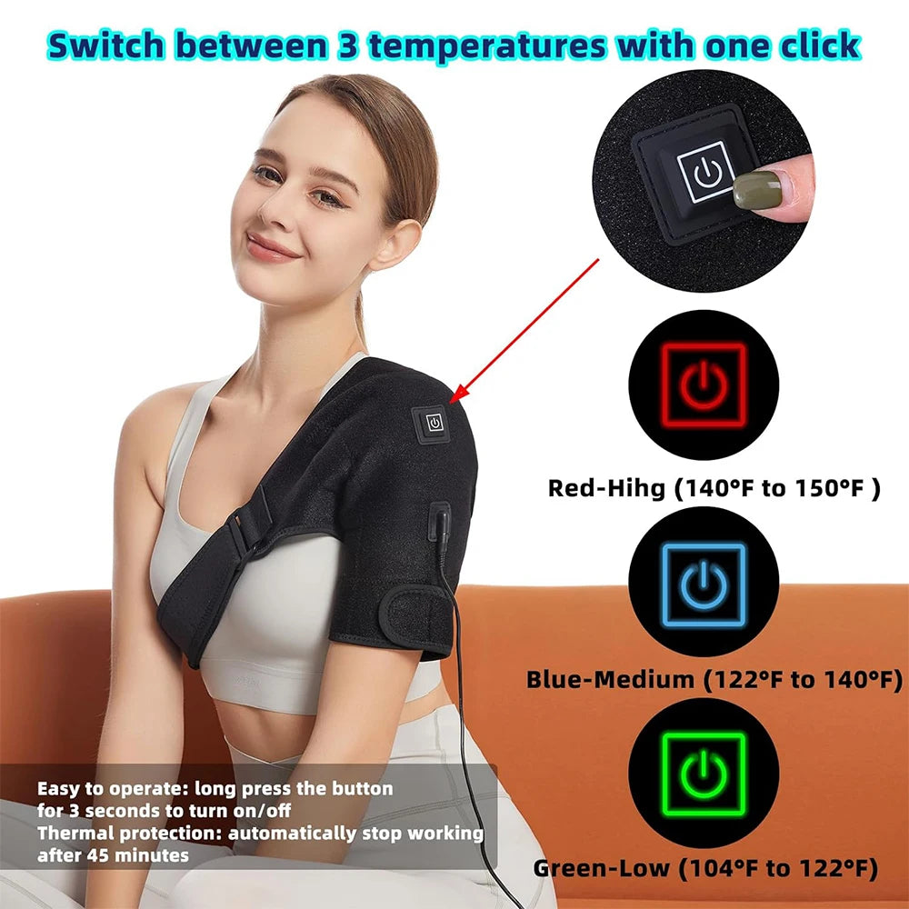 Shoulder Heating Pad for Rotator Cuff Pain Relief - Natural Black Fascia Gun Tidesmit