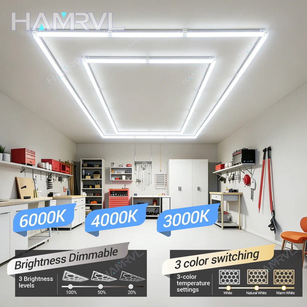 LED Rectangle Lighting 4S car showroom Barber Workshop Office Desk Ceiling Lamp Color change Dimmable Garage Hexagon Lights Gym