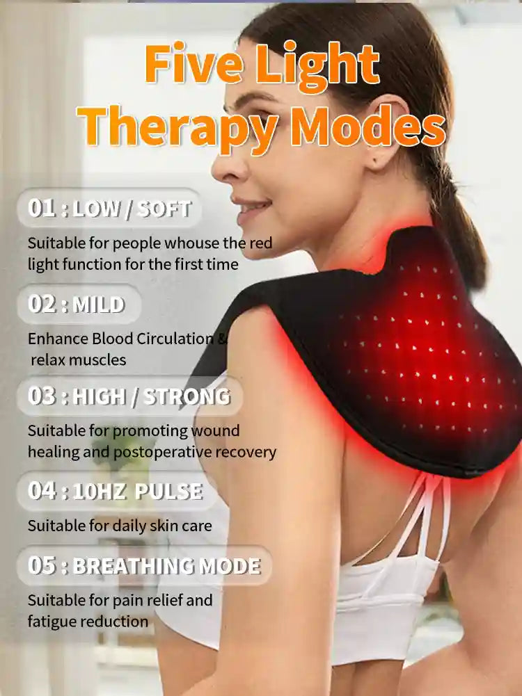 Electric Neck and Shoulder Massager with Infrared Heat - Natural Black Relaxation Treatment Tidesmit