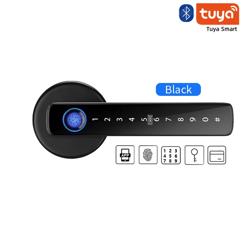 M5 Tuya BLE Fingerprint Door Lock Digital Electronic Lock with Password/Key/IC Card/ Smartlife/ Tuya APP Unlock