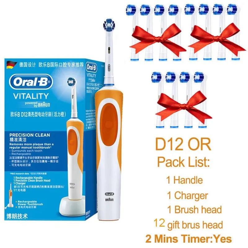Tidesmit Oral B electric toothbrush with inductive charging and bonus brush head for superior 3D white teeth cleaning